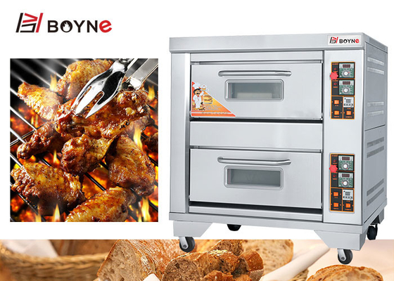 CE 220V Stainless Steel Commercial Gas Bread Oven 96W 2 Deck 2 Trays Oven