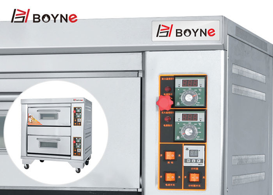 CE 220V Stainless Steel Commercial Gas Bread Oven 96W 2 Deck 2 Trays Oven