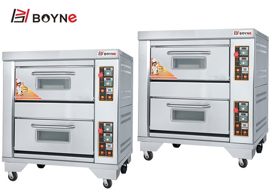 CE 220V Stainless Steel Commercial Gas Bread Oven 96W 2 Deck 2 Trays Oven