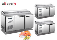 Stainless Steel Embraco Compressor Two Door Pizza Preparation Refrigerator For Bakery Shop